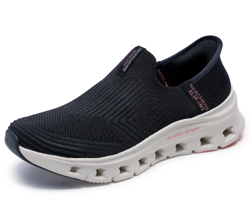 Skechers Women's Glide-Step Pro Everyday Citizen Slip-On Sneakers, Black Knit/Pink Trim, 7 UK