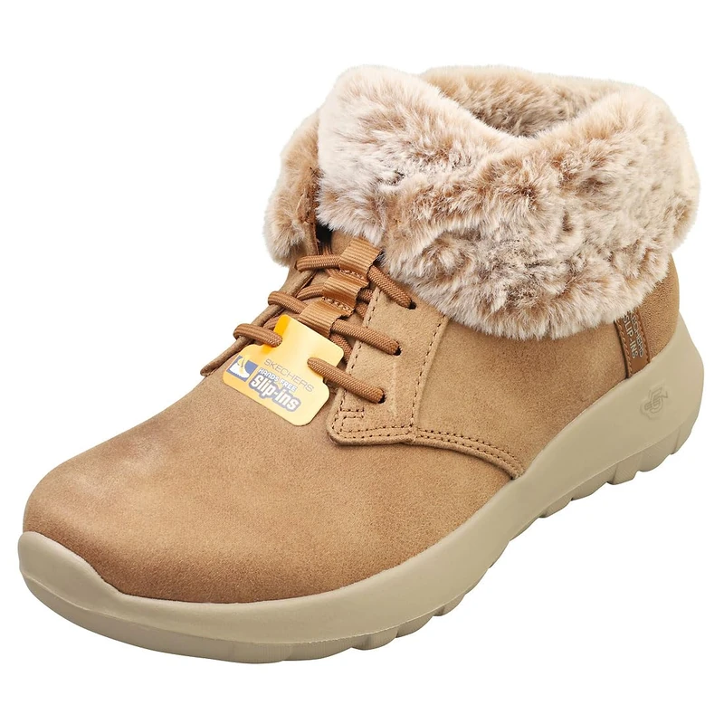 Skechers Women's On-The-Go Joy Cozy Charm Slip-On Sneakers, Chestnut Textile, 6.5 UK