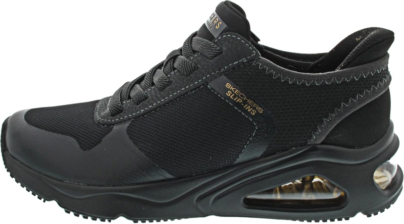 Skechers Women's Tres-Air Uno Easy Steppers Slip-On Sneakers, Black Mesh/Hot Melt, 7 UK