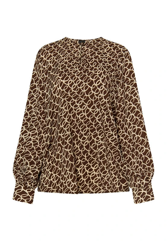 caneva Women's Long Sleeve Blouse, Brown/Beige, M