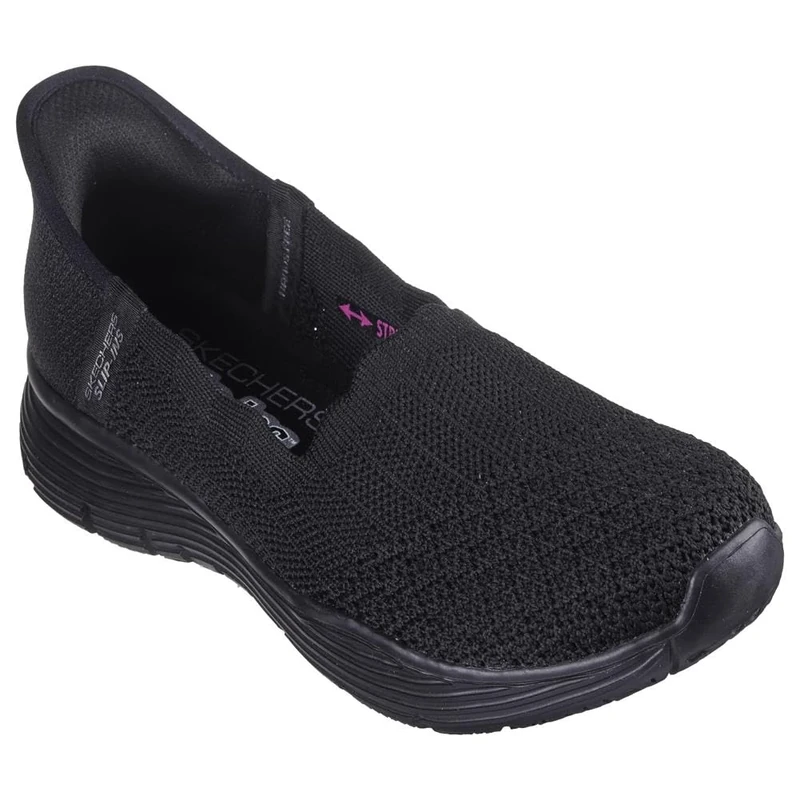 Skechers Women's Seager Believe It Slip-On Sneakers, Black Knit, 3 UK