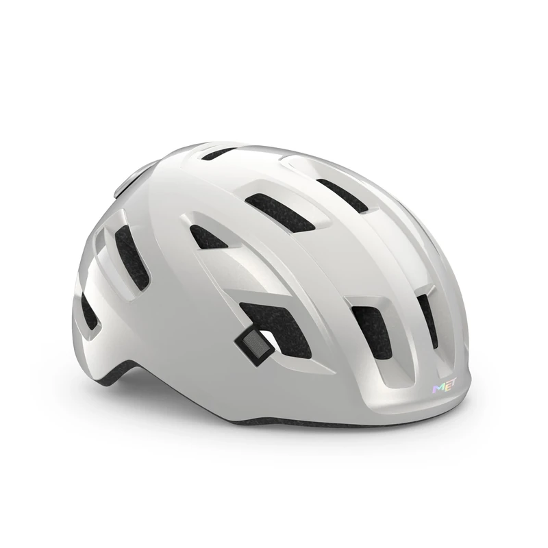 MET E-Mob Urban Cycling Helmet, Glossy White, Size 56-58cm