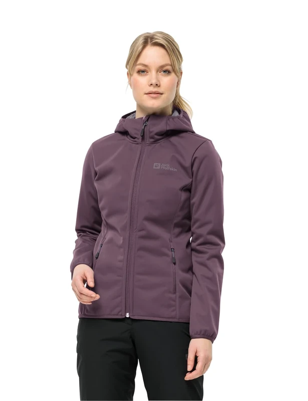 Jack Wolfskin Women's Windhain Hoody W Softshell Jacket, Midnight Plum, XS