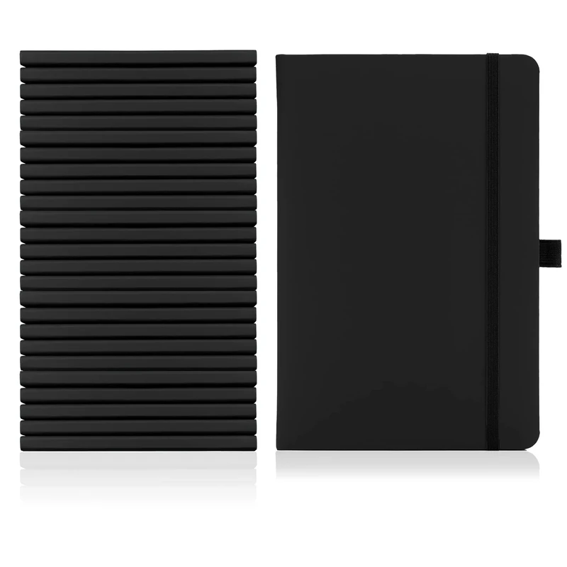 10 x Bulk Pack of Notes London A5 Notebook multipack set with Lined Pages, Pen Loop and Expandable Paper Pocket Hardback Journal New Notepad Note Book Notes Diary Pad (Black)