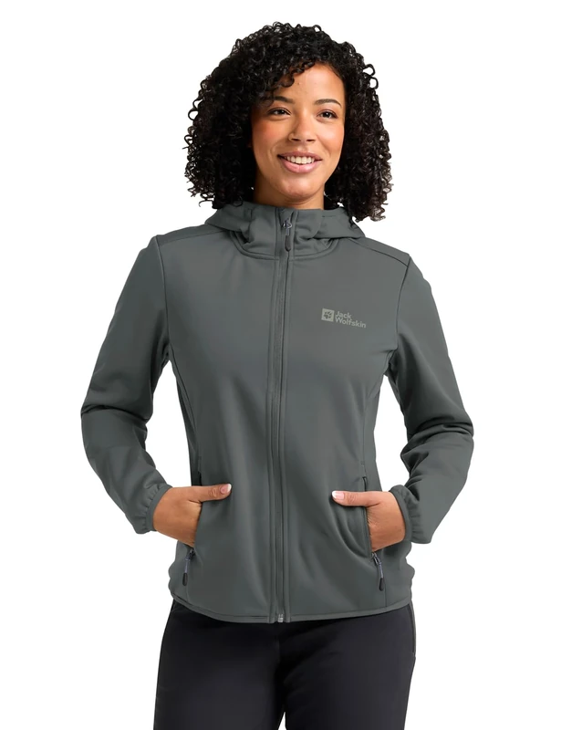 Jack Wolfskin Women's Windhain Hoody W Softshell Jacket, Slate Green, L