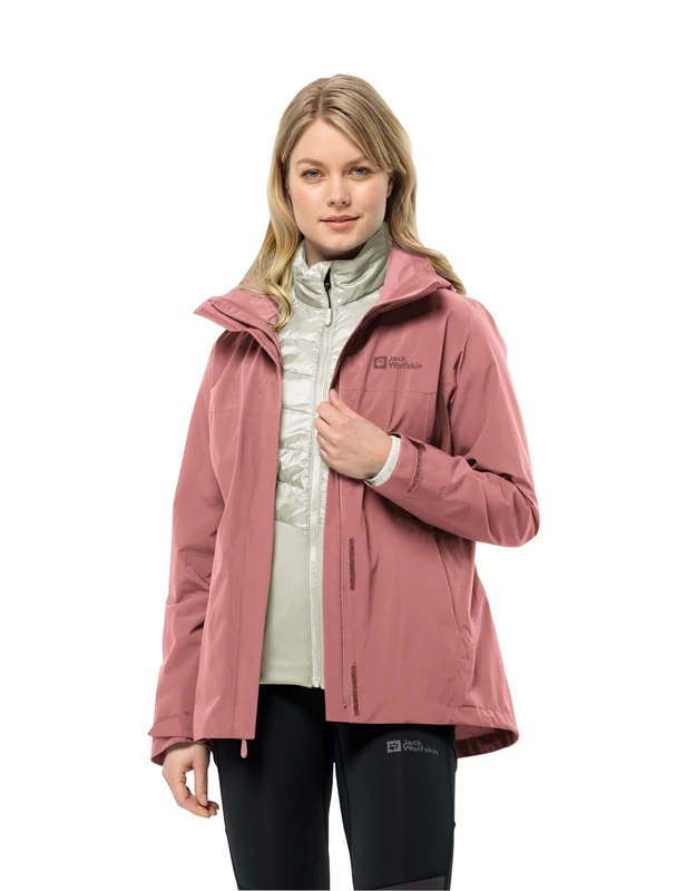 Jack Wolfskin Women's Luntal 3in1 JKT W Jacket, Mineral Red, M