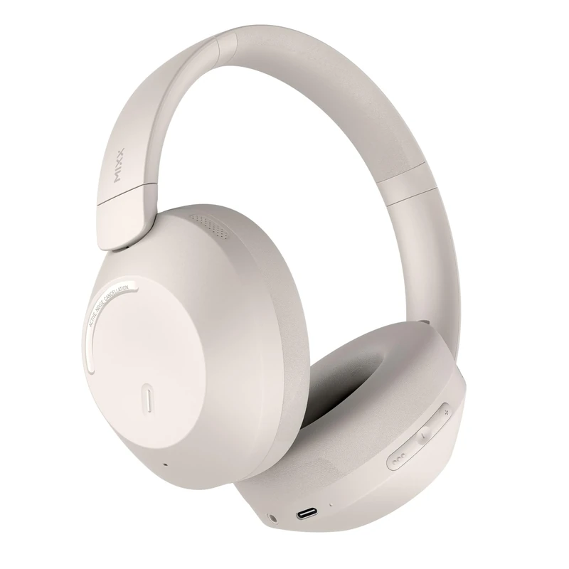 Mixx StreamQ C4 Over-Ear ANC Wireless Headphones, Bluetooth Wireless Earphones, 40-Hour Battery, Transparent Mode, Sand.