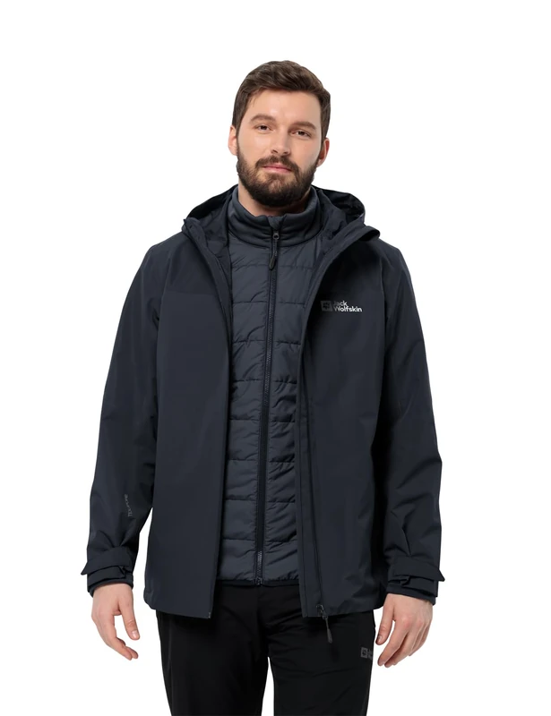 Jack Wolfskin Men's GLAABACH 3IN1 JKT M Jacket, Night Blue, L