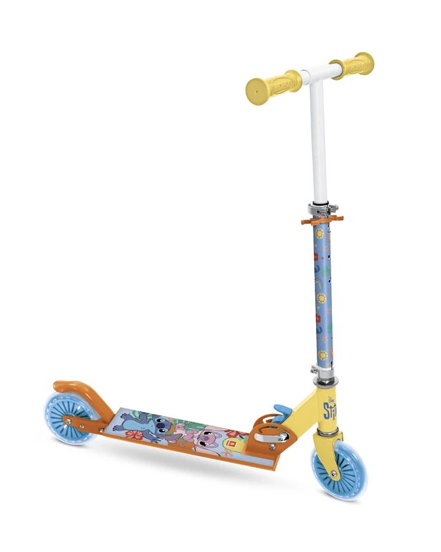 Mondo Toys Disney Stitch Aluminium Scooter – Foldable 2‑Wheel Kids’ Scooter with Extra‑Grip Footboard & Adjustable Handlebar – Model 28737