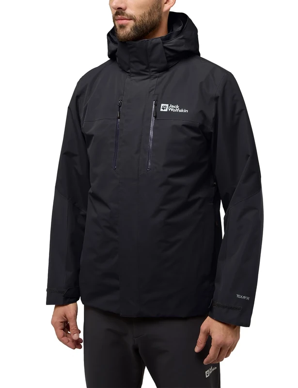 Jack Wolfskin Men's Jasper 3-in-1 JKT M Jacket, Black, XXL