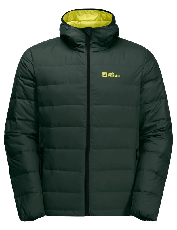 Jack Wolfskin ATHER DOWN HOODY M, Men’s Down Jacket, black olive/firefly,