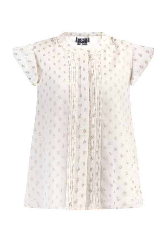 Sookie Women's Ruffle Sleeve Blouse Shirt, Wool White with Golden dots, M