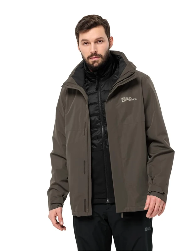 Jack Wolfskin Men's LUNTAL 3IN1 JKT M Jacket, Cold Coffee, S