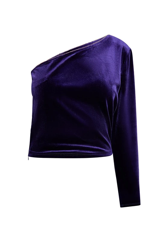 LEOMIA Women's One-Shoulder Top, Purple, S