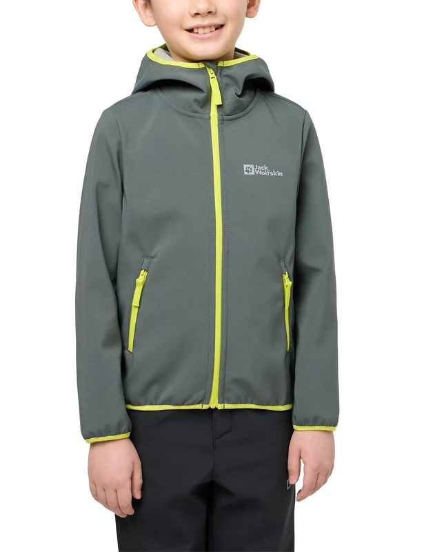 Jack Wolfskin FOURWINDS JACKET KIDS, Unisex children Softshell jacket, slate green,