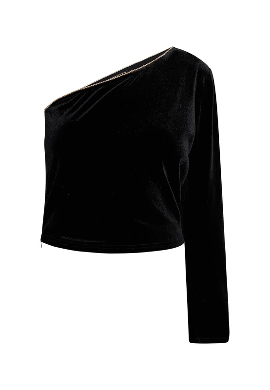 FENIA Women's One-Shoulder Top, Black, XS