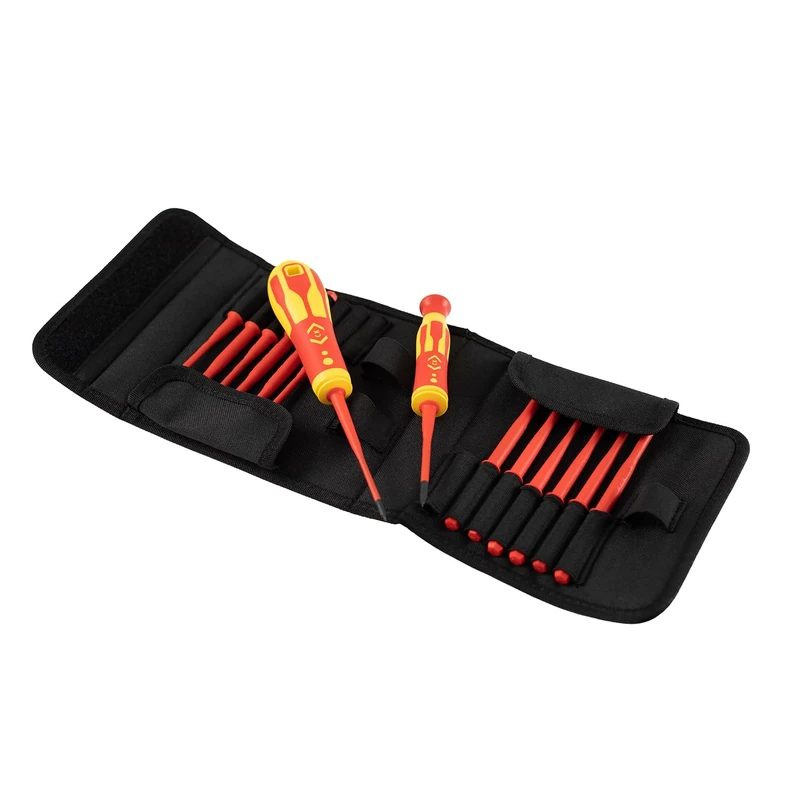 C.K Dextro VDE 16pc Interchangeable Screwdrivers Set, 14 Slim Blades SL PZ MOD PH TORX, Electricians Insulated Terminal Screwdriver, Multi All in One Precision Electrical Screw Driver, Tools T4935