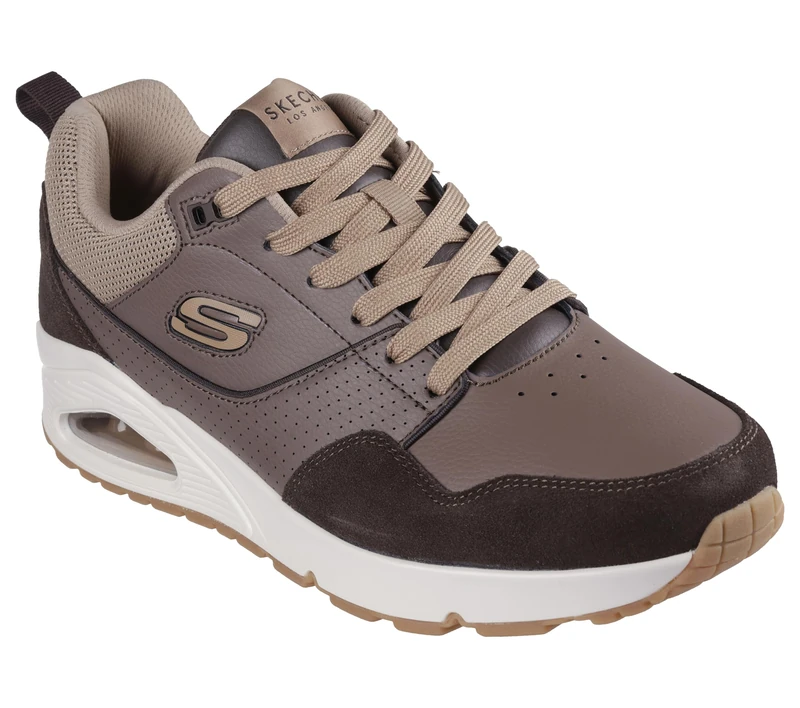 Skechers Men's Uno Retro One Sneaker, Brown Leather and Suede/Duraleather/Mesh, 10 UK