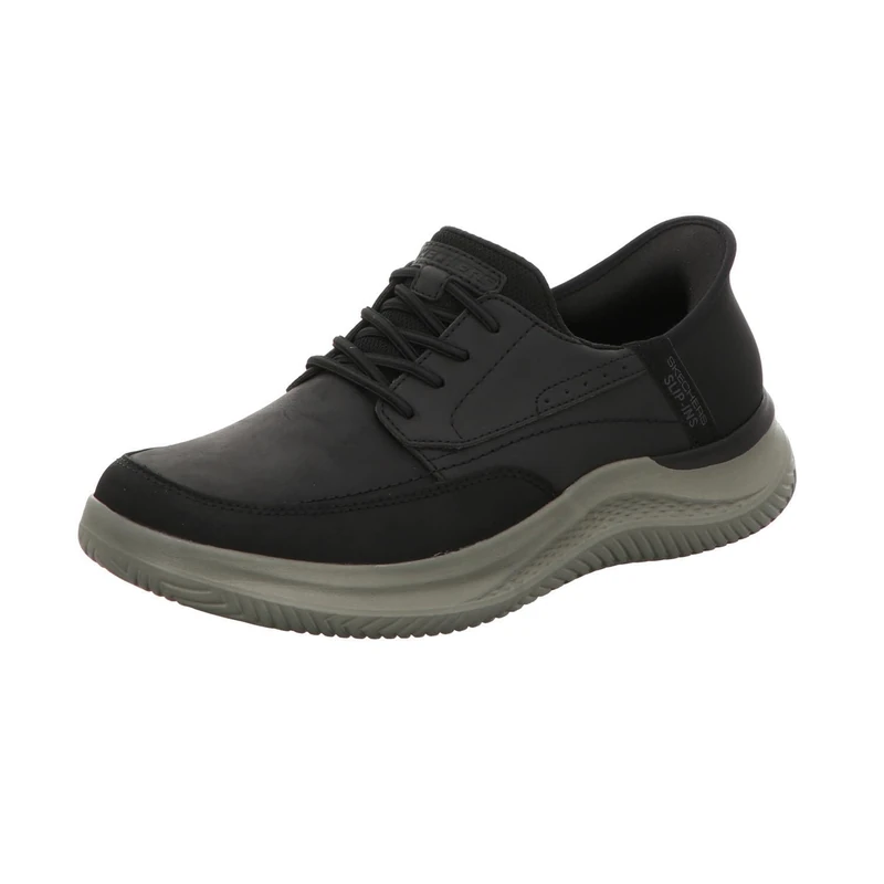 Skechers Men's Hasting Rory Slip-On Sneakers, Black Synthetic/Leather, 9.5 UK