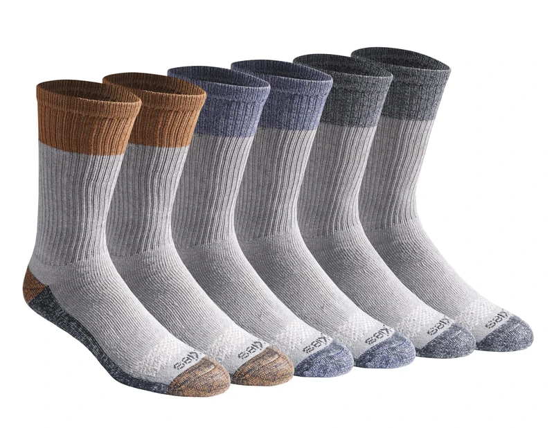 Dickies Men's Dri-tech Moisture Control Crew Multipack Socks, Assorted Colour Block (6 Pairs), XL