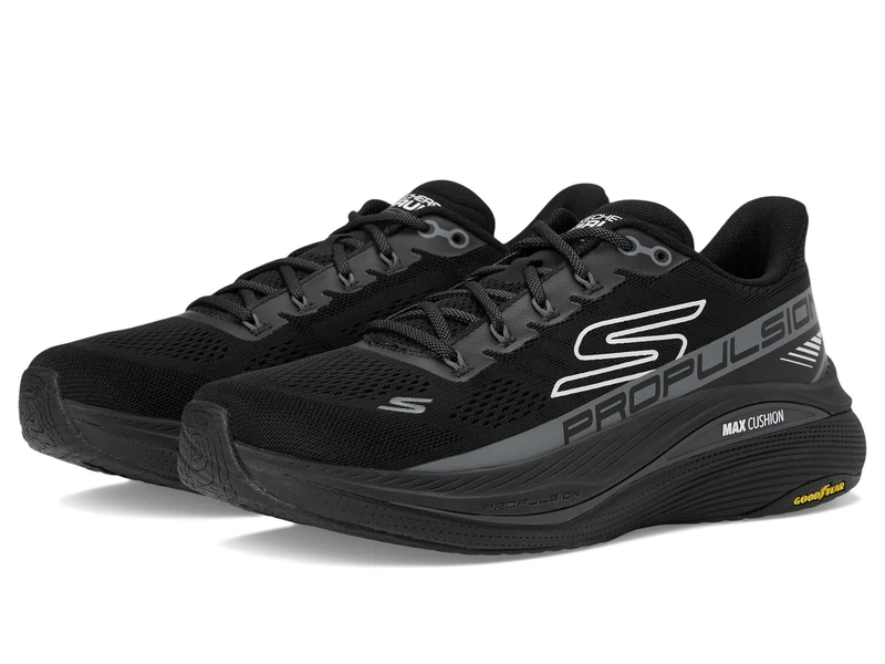 Skechers Men's Max Cushioning Propulsion Sneaker, Black Textile/Synthetic, 8 UK