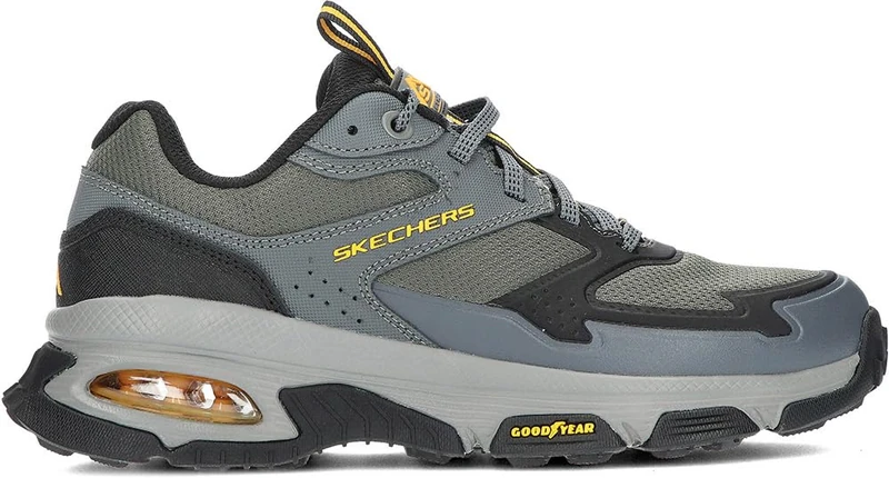 Skechers Men's Skech-Air Envoy Sleek Envoy Sneaker, Green Leather/Synthetic/Textile/Black Trim, 13 UK
