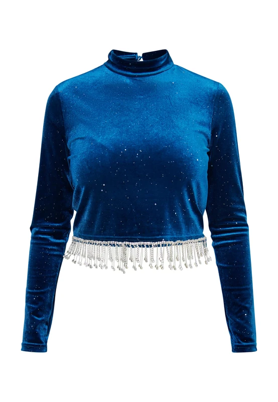 Sookie Women's Long-Sleeved Shirt, Emerald Blue, Large