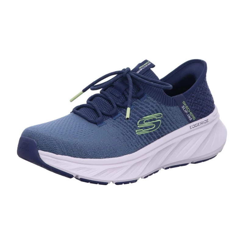 Skechers Men's Edgeride Raygo Slip-On Sneakers, Navy Knit/Lime Trim, 7 UK