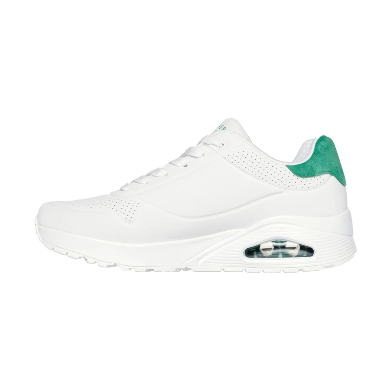 Skechers Men's Uno Suited On Air Sneaker, White Durabuck/Green Suede, 7.5 UK