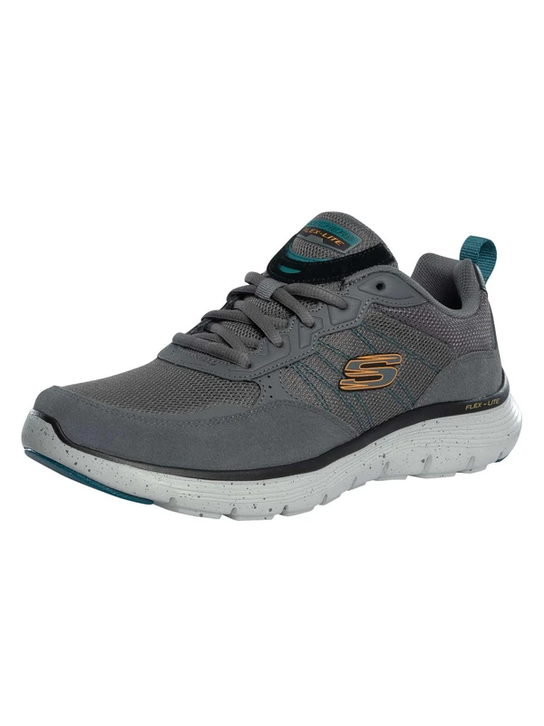 Skechers Men's Flex Advantage 5.0 Casual Shoes, Charcoal Suede/Mesh/Duraleather/Multi Trim, 11 UK