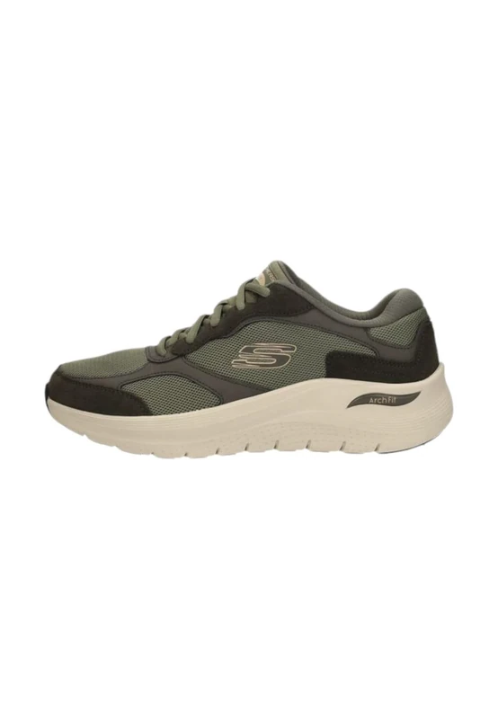 Skechers Men's Arch Fit 2.0 The Keep Sneaker, Olive Suede/Mesh/Duraleather/Trim, 13 UK
