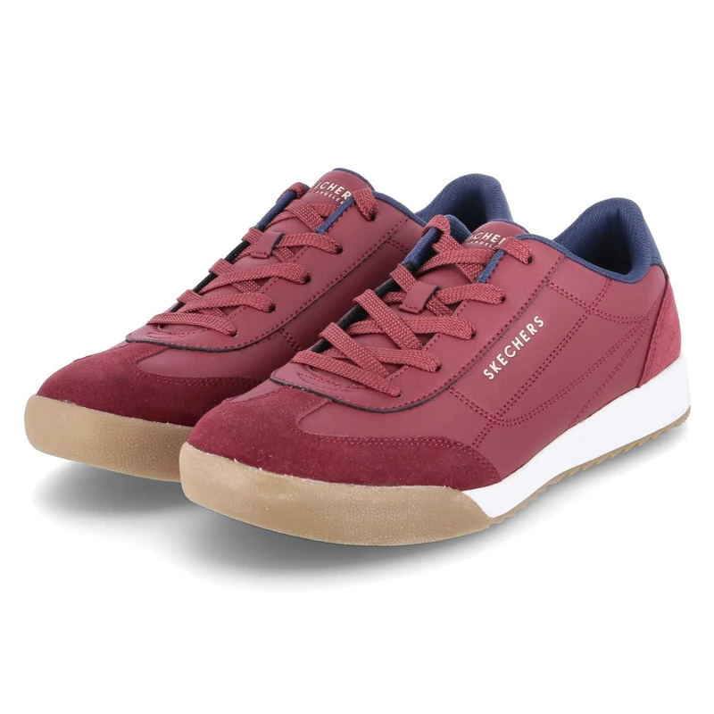 Skechers Men's Zinger 2.0 Ultimate Classic Sneaker, Burgundy Duraleather/Suede/Insignia Blue, 8 UK