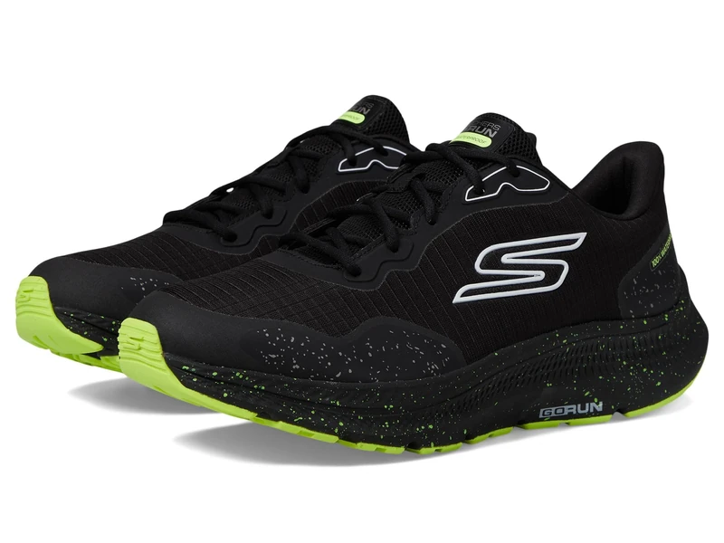 Skechers Men's Go Run Consistent 2.0 Piedmont Sneaker, Black and Lime Textile/Synthetic, 9 UK