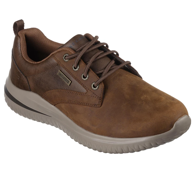 Skechers Men's Delson 3.0 Glavine Slip-On Sneakers, Dark Brown Leather, 9 UK