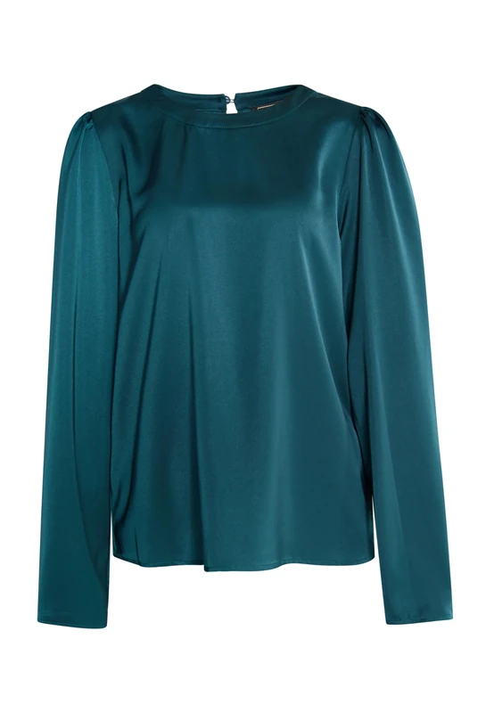 NALLY Women's Long Sleeve Blouse, Emerald, M