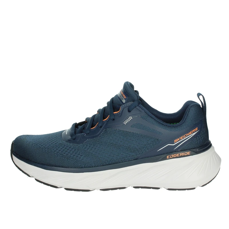 Skechers Men's Edgeride Exxo Casual Shoes, Navy Knit/Pu/Orange Trim, 8 UK