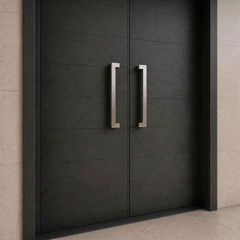 Modern Contemporary Long Stainless Steel Push Pull Door Handle for Home Entrance Glass Shower Wooden Barn & Office Store Shop Doors - Brushed Satin Nickel - 24 Inch