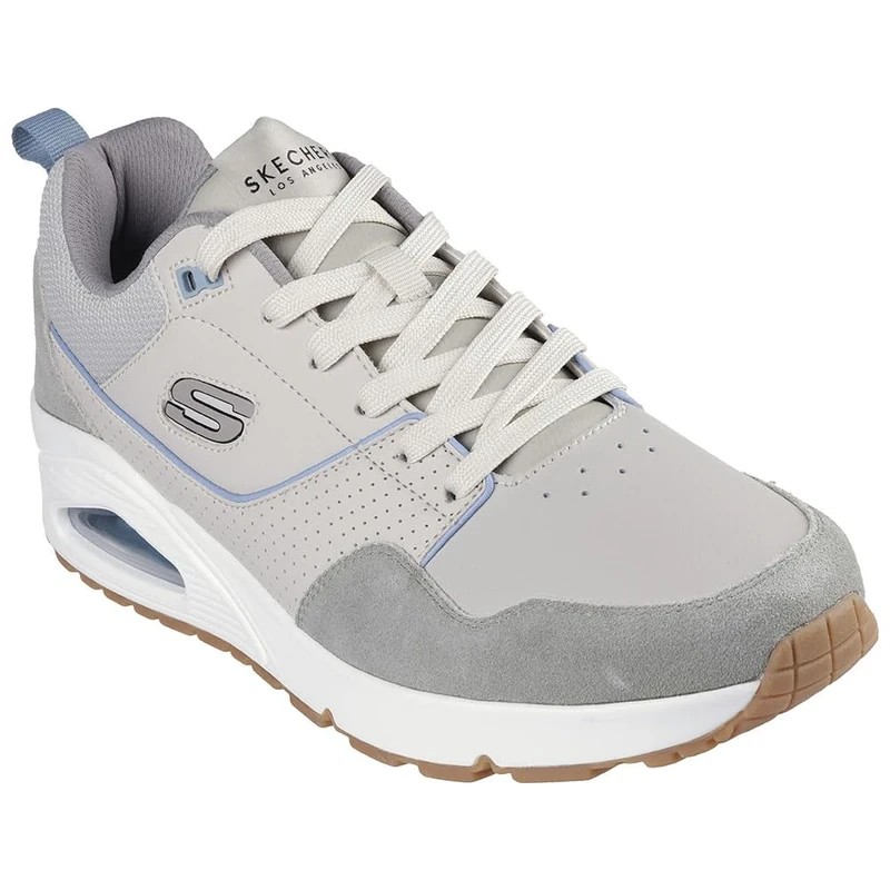 Skechers Men's Uno Retro One Sneaker, Natural Leather and Suede/Duraleather/Mes, 7 UK