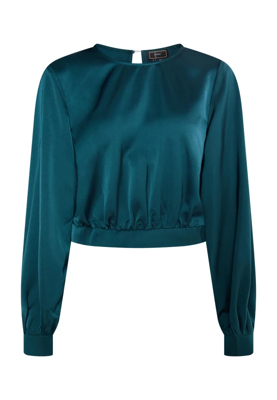 FENIA Women's Long Sleeve Blouse, Emerald, XL - Image 1