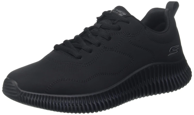 Skechers Men's Bobs Geo How Debonair Sneaker, Black Pu, 8 UK
