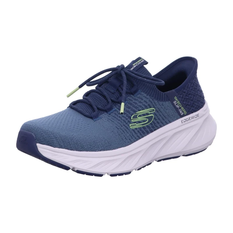 Skechers Men's Edgeride Raygo Slip-On Sneakers, Navy Knit/Lime Trim, 9 UK