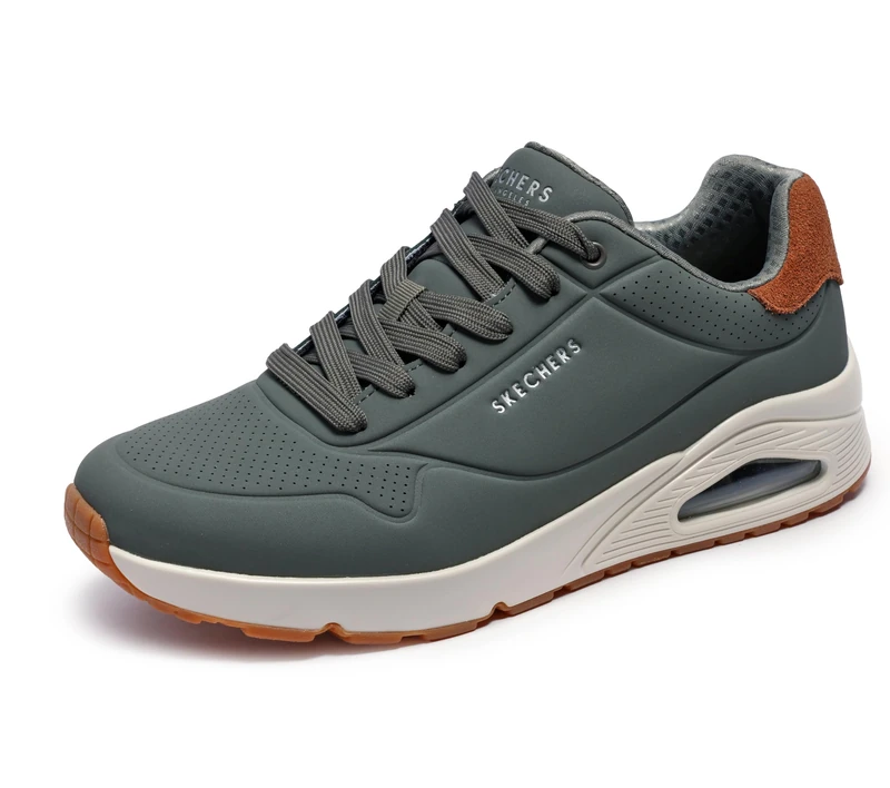 Skechers Men's Uno Suited On Air Trainer, Olive, 7.5 UK