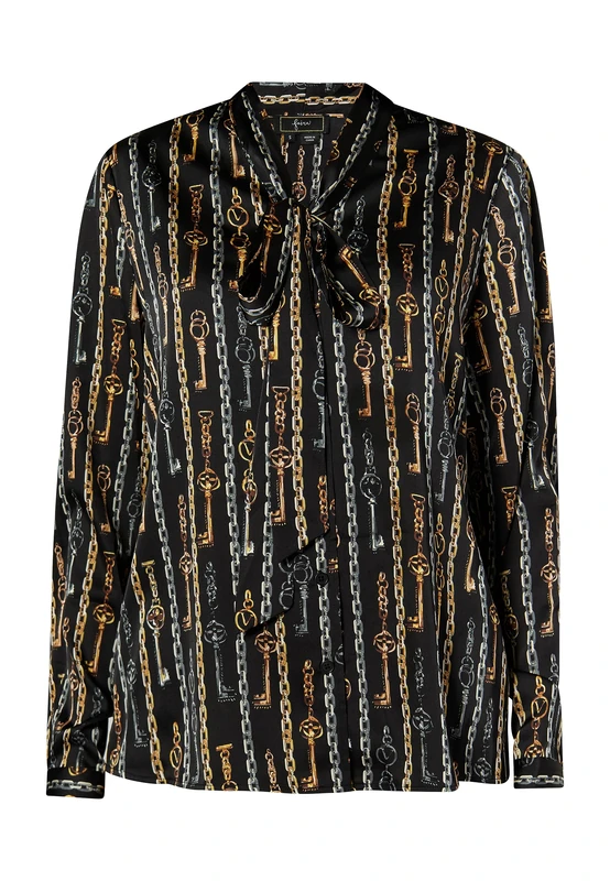 dedica Women's Slip-on Blouse, Black Multi-Coloured, M