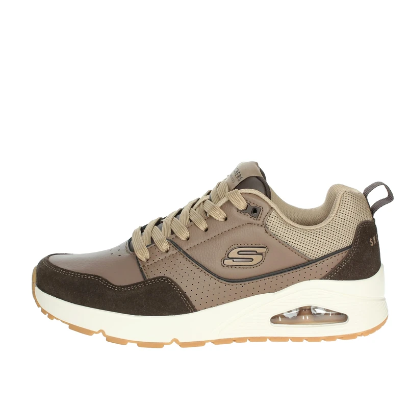 Skechers Men's Uno Retro One Sneaker, Brown Leather and Suede/Duraleather/Mesh, 9 UK