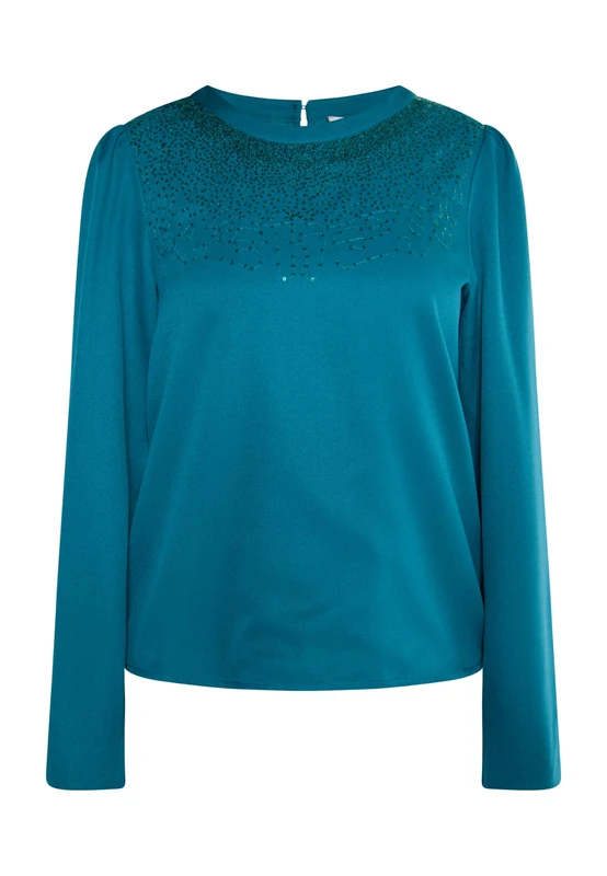 TYLIN Women's Blouse, Blue Green, Large