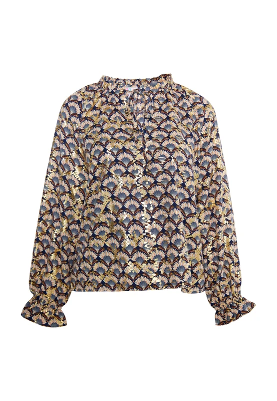 EYOTA Women's Blouse, Marine Multicoloured, XS