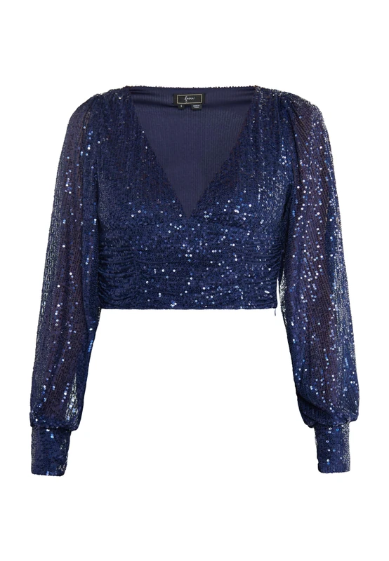 NALLY Women's Long-Sleeved Shirt, Navy, L - Image 1