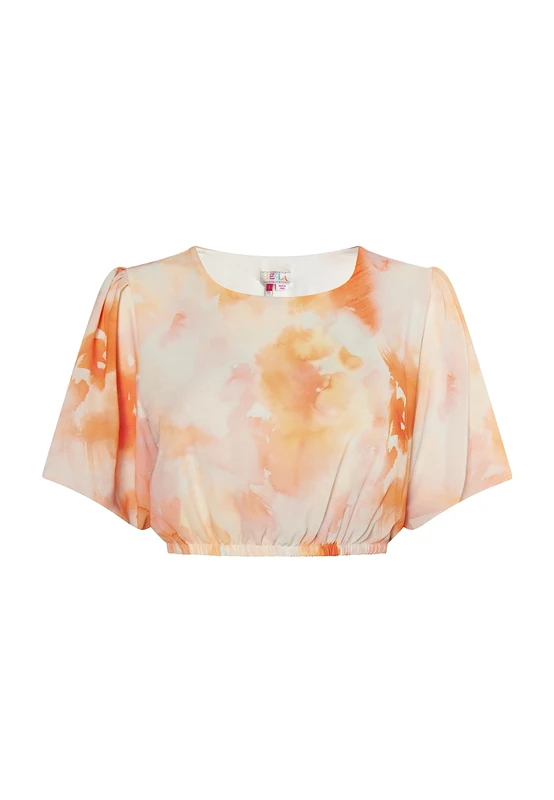 ESHA Women's Tie Dye Blouse, Orange Multi-Coloured, L