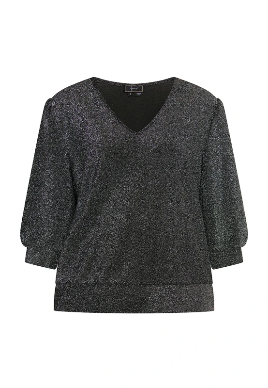 COBIE Women's Glitter Shirt, Silver Black, S