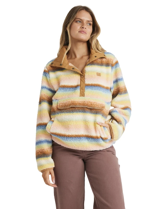 Billabong Mock Neck Fleece Switchback Pullover Women Blue S